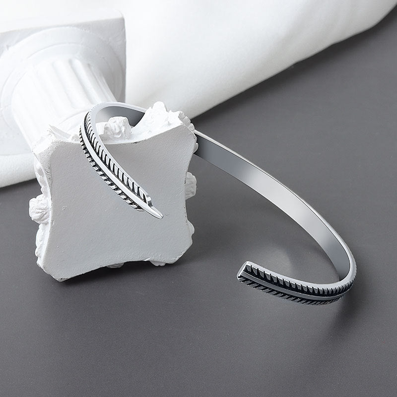Feather Charm - Vintage Cuff Bracelet by The Nevermore – Unique Bracelets by Nevermore Lifestyle & Tech | Thai silver
