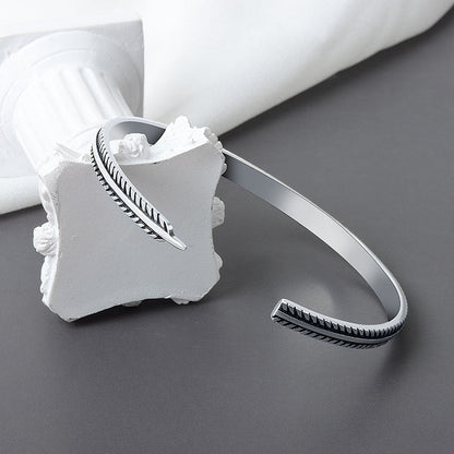 Feather Charm - Vintage Cuff Bracelet by The Nevermore – Unique Bracelets by Nevermore Lifestyle & Tech | Thai silver