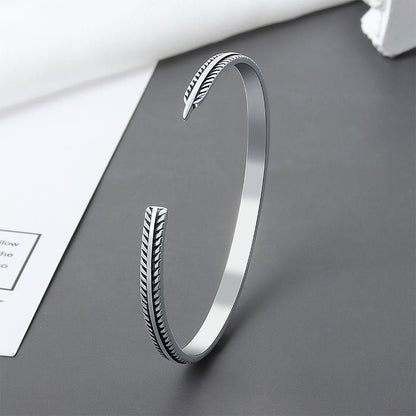 Feather Charm - Vintage Cuff Bracelet by The Nevermore – Unique Bracelets by Nevermore Lifestyle & Tech | Thai silver