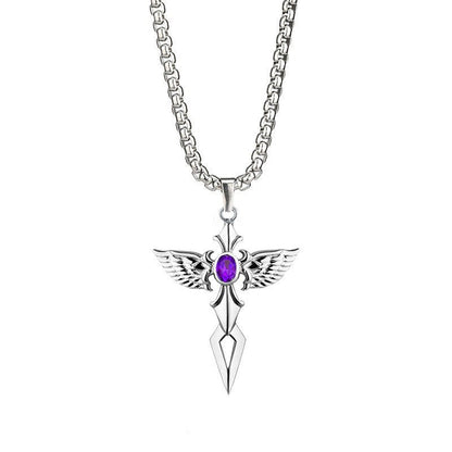 Feathered Cross of Shadows - Gothic Pendant by The Nevermore