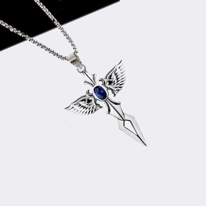 Feathered Cross of Shadows - Gothic Pendant by The Nevermore