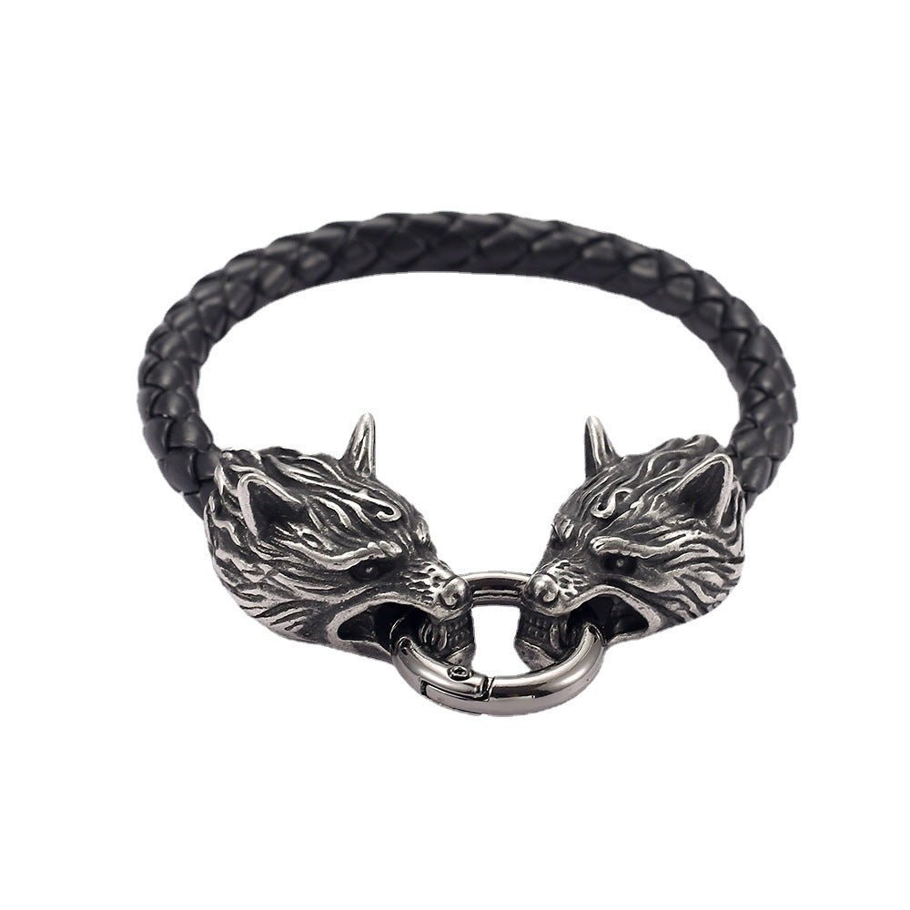 Fenrir Oath – Viking Wolf Leather Bracelet by The Nevermore – Unique Jewelry by The Nevermore | Matching Gold Ring 19CM Genuine Leather Material