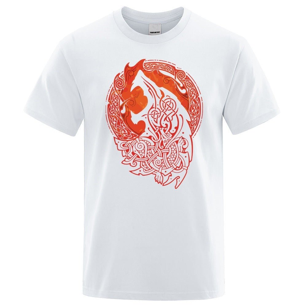 Fenrir Wolf - The Nevermore Gothic T-Shirt Norse Mythology Vikings – Unique Gothic Fashion by Nevermore Lifestyle & Tech | L White