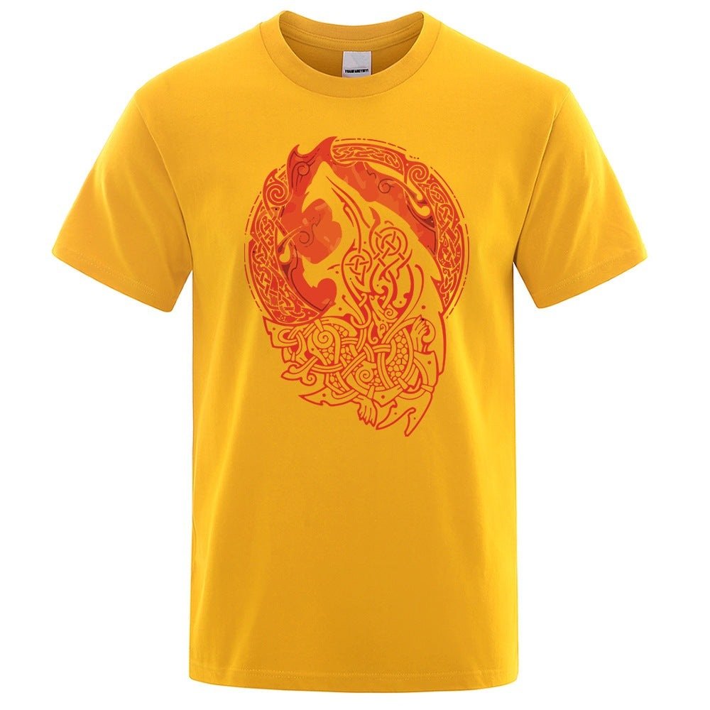 Fenrir Wolf - The Nevermore Gothic T-Shirt Norse Mythology Vikings – Unique Gothic Fashion by Nevermore Lifestyle & Tech | L Yellow