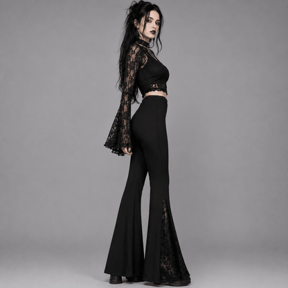 Flared Lace Pants - Midnight Veil by The Nevermore – Unique Gothic Fashion for Women by The Nevermore | 2XL