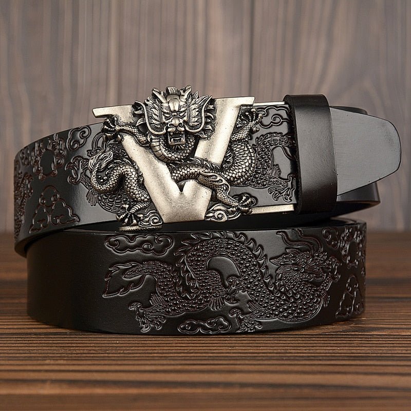 Flickerchomp - The Nevermore Gothic Men's leather belt – Unique Gothic Fashion for Men by Nevermore Lifestyle & Tech | 110cm Black Silver