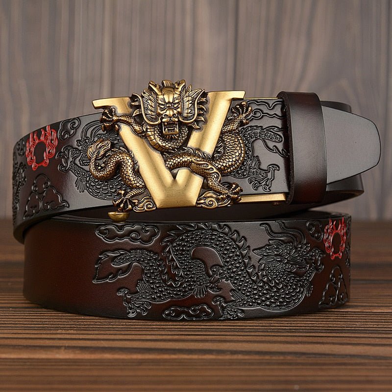 Flickerchomp - The Nevermore Gothic Men's leather belt – Unique Gothic Fashion for Men by Nevermore Lifestyle & Tech | 110cm Coffee