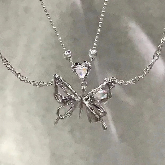 Flitter Flutter - The Nevermore Pendant for Women Double - layer Butterfly Necklace – Unique Pendants - Necklaces by Nevermore Lifestyle & Tech | Double Butterfly Necklace