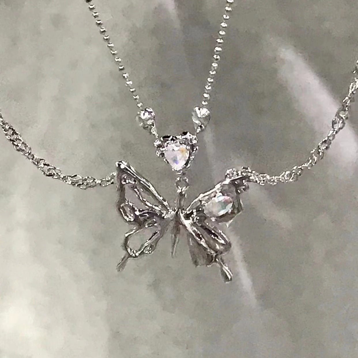 Flitter Flutter - The Nevermore Pendant for Women Double - layer Butterfly Necklace – Unique Pendants - Necklaces by Nevermore Lifestyle & Tech | Double Butterfly Necklace
