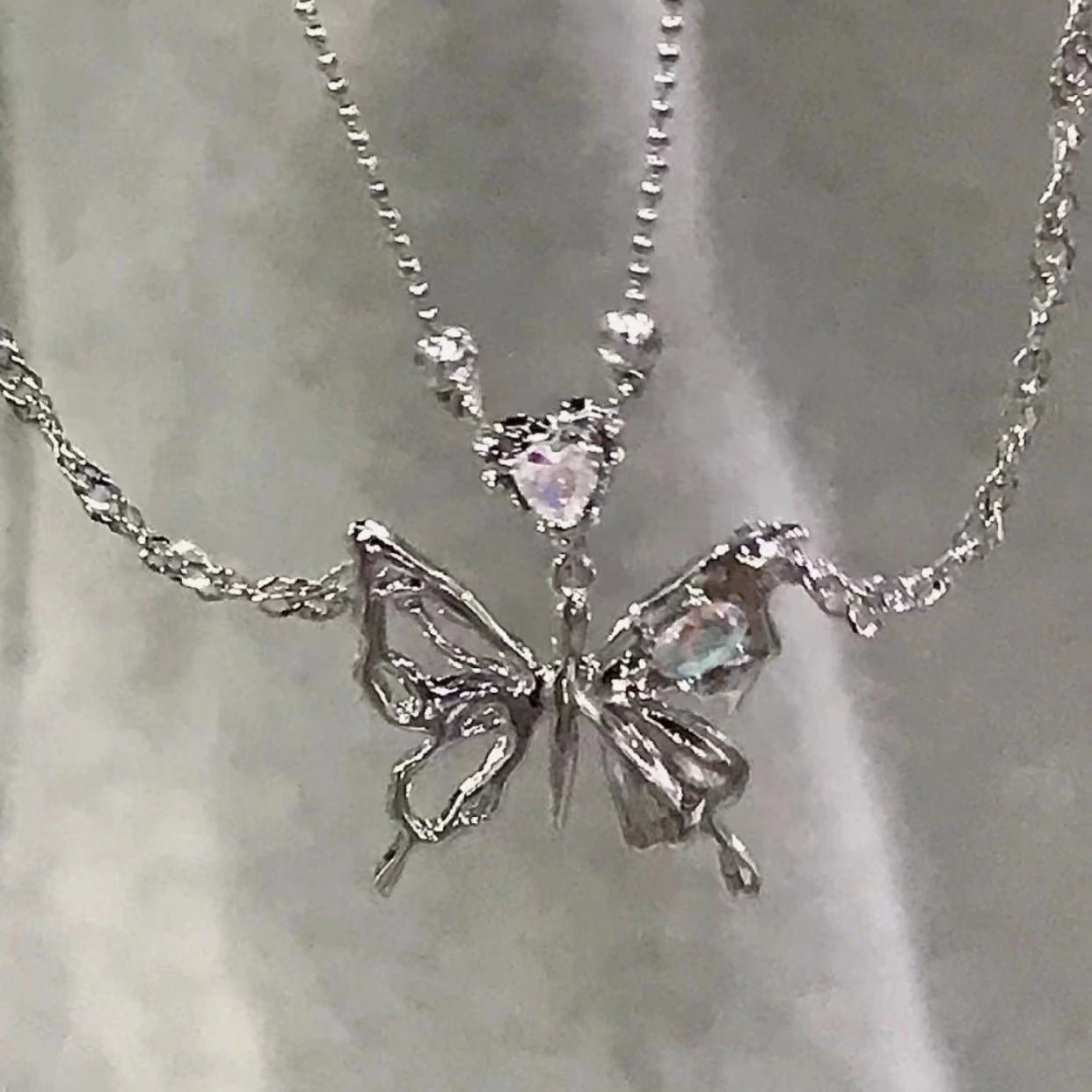 Flitter Flutter - The Nevermore Pendant for Women Double - layer Butterfly Necklace – Unique Pendants - Necklaces by Nevermore Lifestyle & Tech | Double Butterfly Necklace
