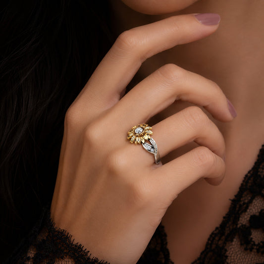 Floral Ring - Golden Sunflare by The Nevermore – Unique Rings for Women by The Nevermore | 6