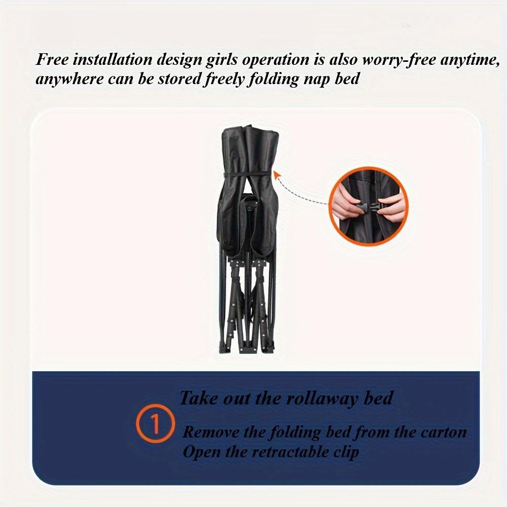 Black Heavy-duty Foldable Camping Bed With A Storage Bag, Suitable For Travel, Office Use, And RV Trips.