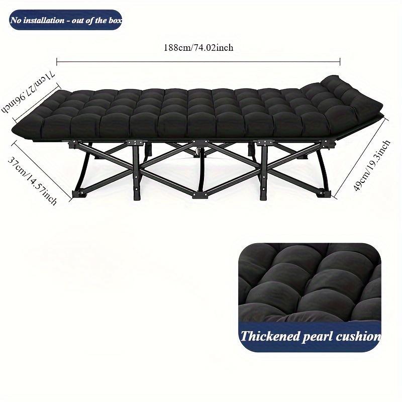 Black Heavy-duty Foldable Camping Bed With A Storage Bag, Suitable For Travel, Office Use, And RV Trips.