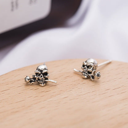 Frederick Blood Skull - The Nevermore Gothic Earrings Sterling Silver – Unique Gothic Jewelry by Nevermore Lifestyle & Tech | Silver