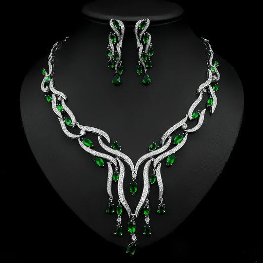 Frida Eaglewort - The Nevermore Set Necklace & Earrings Crystal with Zircon – Unique Jewelry by Nevermore Lifestyle & Tech | Blue