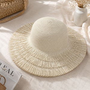 Fringe Wide Brim Hat Shadow Weave by The Nevermore – Unique Hats by The Nevermore | Ecru