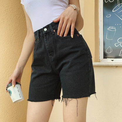High Waist Five-point Simple Retro Slim Riding Pants