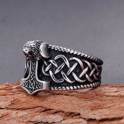 Frode Thor's Hammer - The Nevermore Gothic Norse Ring Titanium Steel – Unique Gothic Jewelry by Nevermore Lifestyle & Tech | 10 Steel