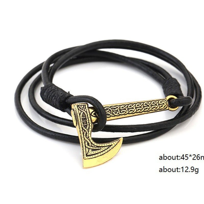 Fromund Axe - The Nevermore Gothic Leather Bracelet – Unique Gothic Jewelry by Nevermore Lifestyle & Tech | Ancient gold