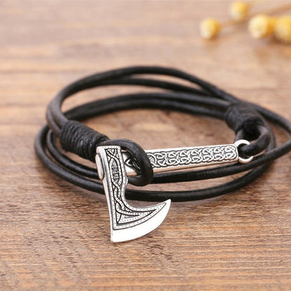 Fromund Axe - The Nevermore Gothic Leather Bracelet – Unique Gothic Jewelry by Nevermore Lifestyle & Tech | Ancient silver