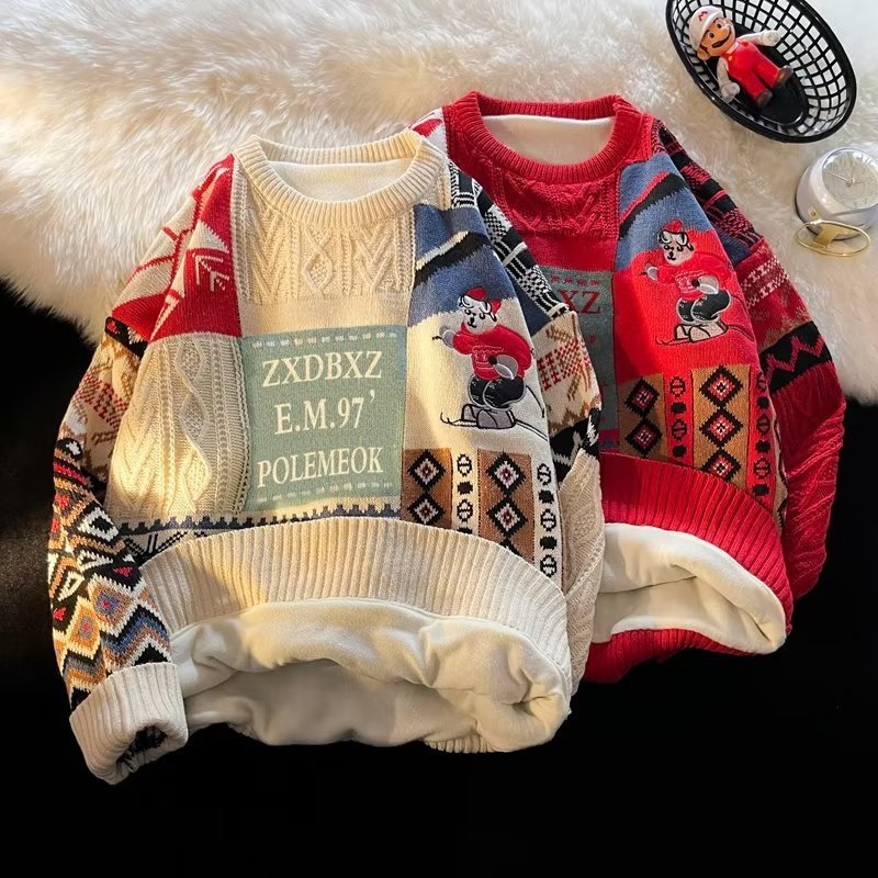 FrostVelvet Knit - Men's Winter Fleece Sweater by The Nevermore – Unique Sweaters for Men by Nevermore Lifestyle & Tech | 2XL JM24 Apricot With Velvet