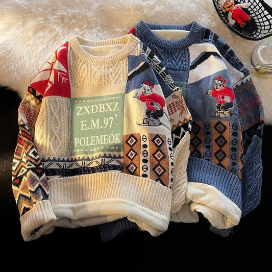 FrostVelvet Knit - Men's Winter Fleece Sweater by The Nevermore – Unique Sweaters for Men by Nevermore Lifestyle & Tech | 2XL JM24 Apricot With Velvet