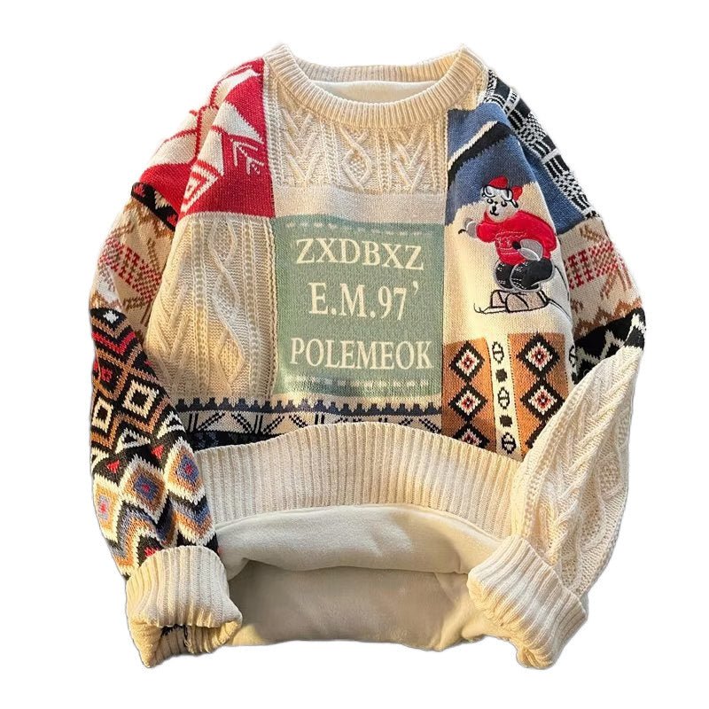 FrostVelvet Knit - Men's Winter Fleece Sweater by The Nevermore – Unique Sweaters for Men by Nevermore Lifestyle & Tech | 2XL JM24 Apricot With Velvet