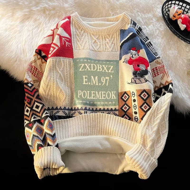 FrostVelvet Knit - Men's Winter Fleece Sweater by The Nevermore – Unique Sweaters for Men by Nevermore Lifestyle & Tech | 2XL JM24 Apricot With Velvet