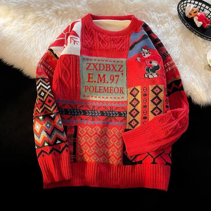 FrostVelvet Knit - Men's Winter Fleece Sweater by The Nevermore – Unique Sweaters for Men by Nevermore Lifestyle & Tech | 2XL M24 Red