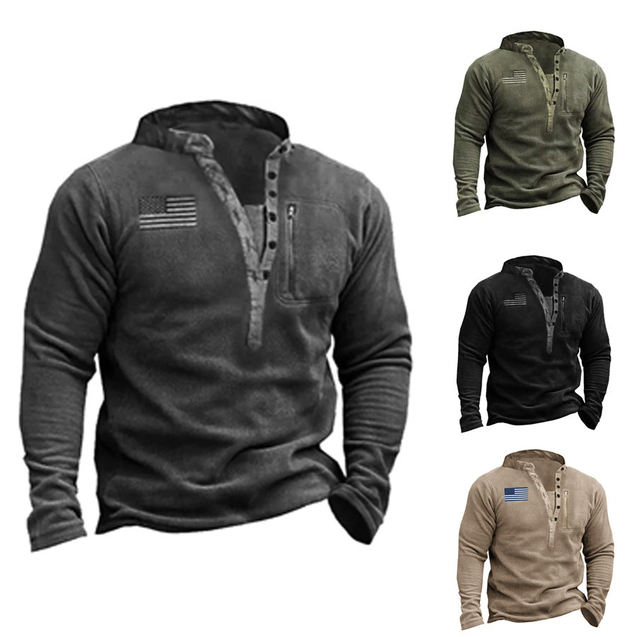 Gabriel Allure - The Nevermore Fleece Sweater for Men V - neck Button – Unique Men's Fashion by Nevermore Lifestyle & Tech | L LT CX1 Khaki
