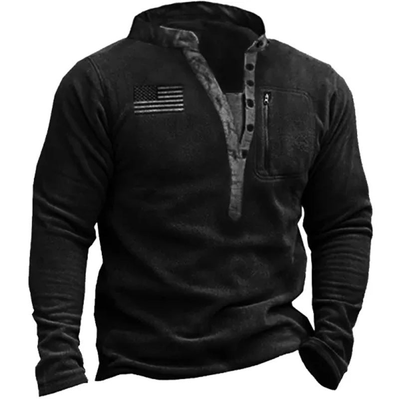 Gabriel Allure - The Nevermore Fleece Sweater for Men V - neck Button – Unique Men's Fashion by Nevermore Lifestyle & Tech | L LT CX2 Black