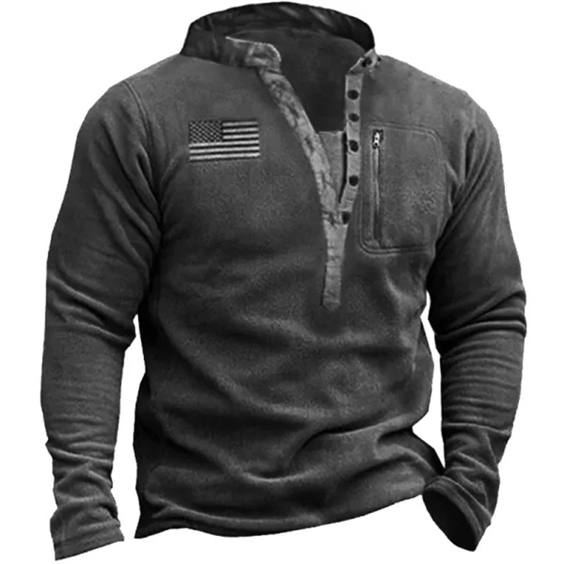 Gabriel Allure - The Nevermore Fleece Sweater for Men V - neck Button – Unique Men's Fashion by Nevermore Lifestyle & Tech | L LT CX3 Dark Gray
