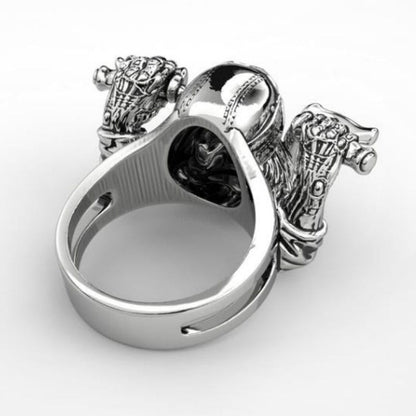 George Flickerwind Bearded Skull Motorcyclist - The Nevermore Gothic Ring – Unique Gothic Jewelry by Nevermore Lifestyle & Tech | 10number