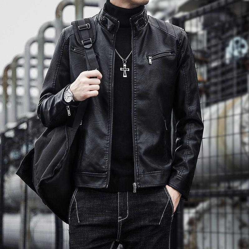 Ghost Maverick - The Nevermore Casual Slim Motorcycle Leather Jacket for Men – Unique Men's Fashion by Nevermore Lifestyle & Tech | 2XL Black Spring And Autumn