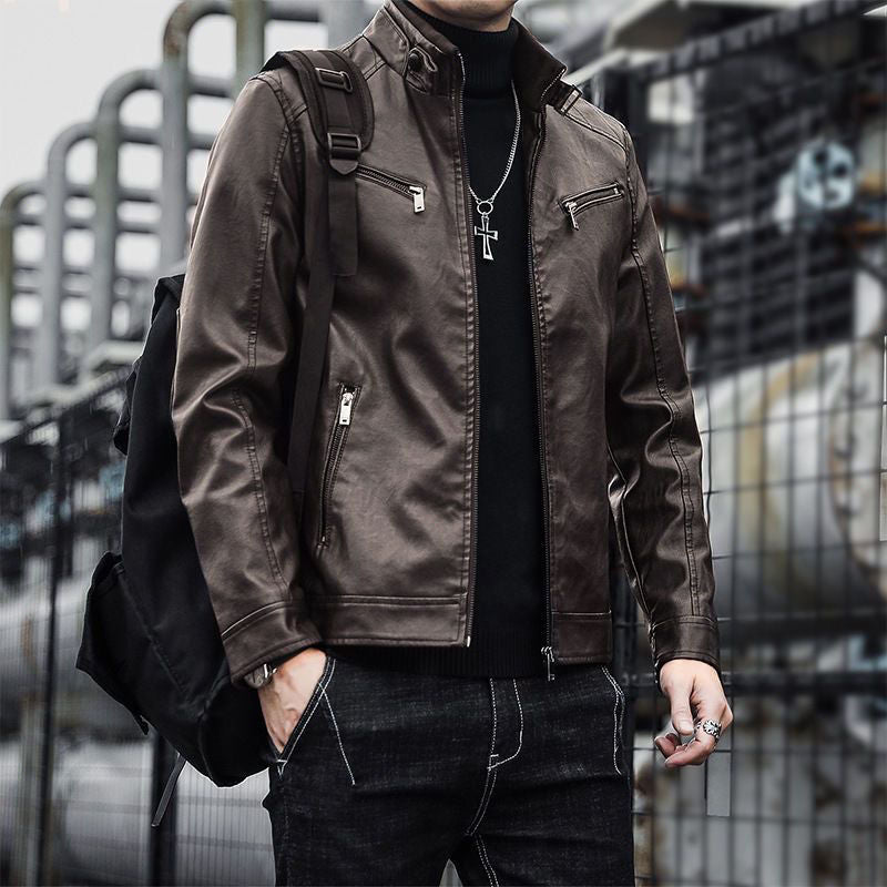Ghost Maverick - The Nevermore Casual Slim Motorcycle Leather Jacket for Men – Unique Men's Fashion by Nevermore Lifestyle & Tech | 2XL Brown Spring And Autumn