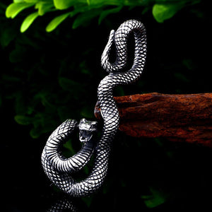 Giant Snake gothic titanium steel pendant – silver