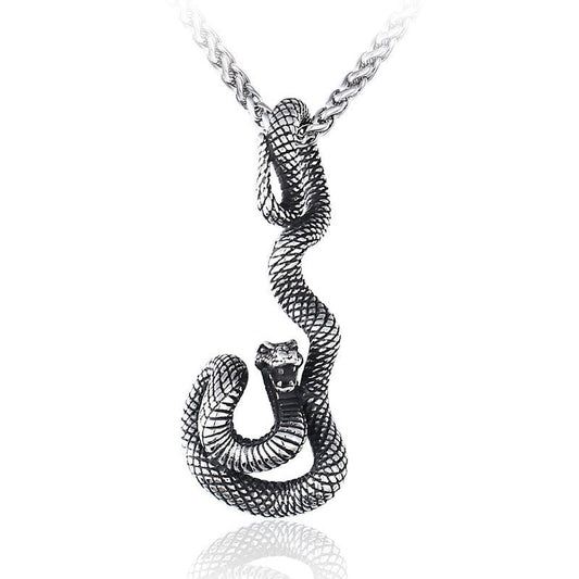 Giant Snake - Gothic Titanium Steel Pendant by The Nevermore – Unique Gothic Pendants by Nevermore Lifestyle & Tech | Silver
