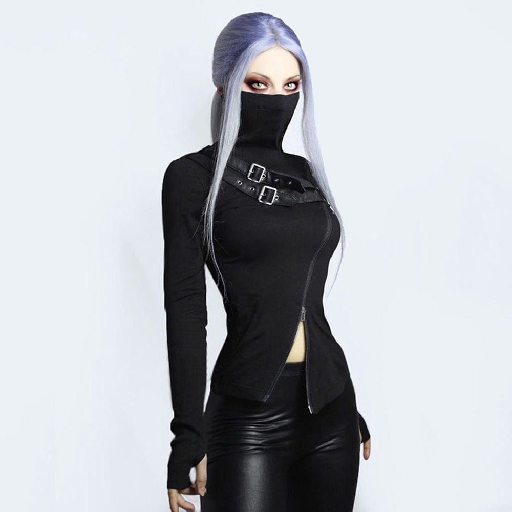 Giselle Nightshade Double Zip Top - The Nevermore Gothic Tank Blouse for Women – Unique Gothic Fashion by Nevermore Lifestyle & Tech | L Black