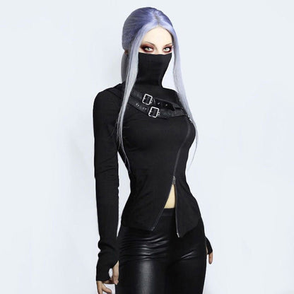 Giselle Nightshade Double Zip Top - The Nevermore Gothic Tank Blouse for Women – Unique Gothic Fashion by Nevermore Lifestyle & Tech | L Black