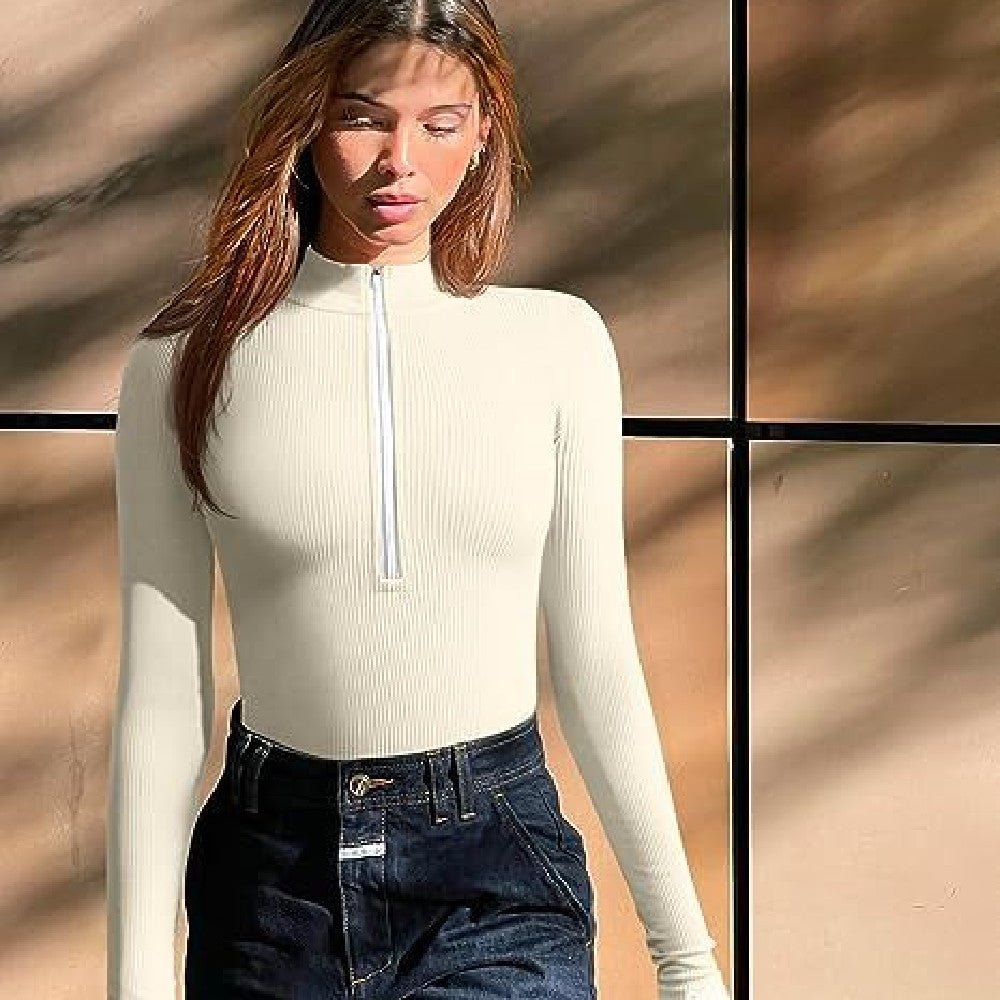 Golden Haven - Stylish Women Bodysuit by The Nevermore – Unique Bodysuits by Nevermore Lifestyle & Tech | Beige L