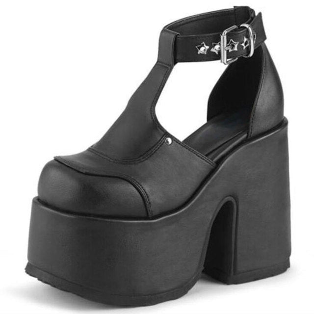 Gothic Platform Sandals - Void Eclipse by The Nevermore – Unique Gothic Shoes by The Nevermore | 41 Black matte
