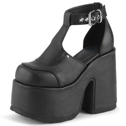 Gothic Platform Sandals - Void Eclipse by The Nevermore – Unique Gothic Shoes by The Nevermore | 41 Black matte