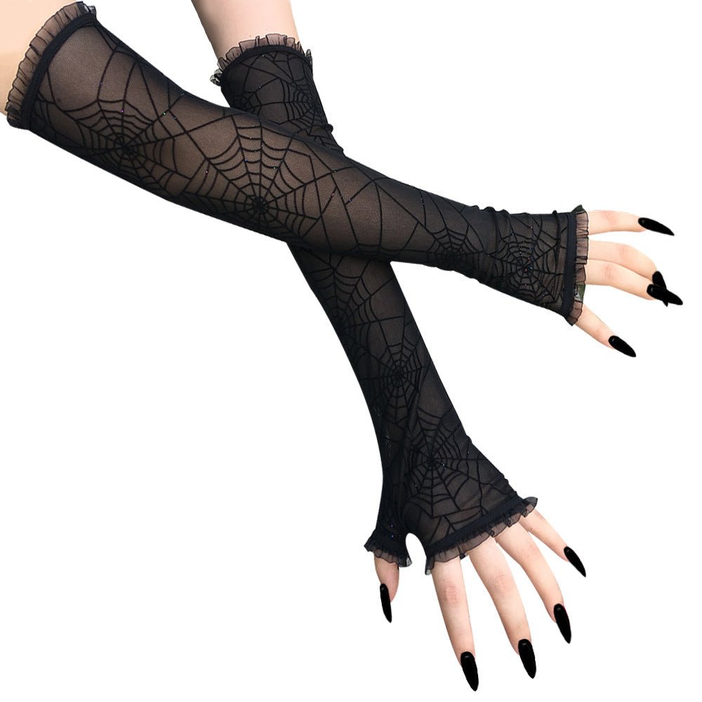 Gothic Spider Web Gloves – Half Finger by The Nevermore – Unique Gothic Accessories by Nevermore Lifestyle & Tech | Black