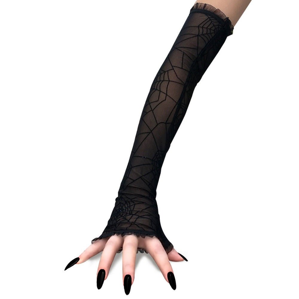 Gothic Spider Web Gloves – Half Finger by The Nevermore – Unique Gothic Accessories by Nevermore Lifestyle & Tech | Black