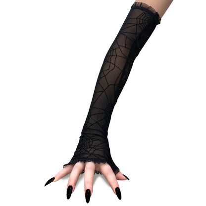 Gothic Spider Web Gloves – Half Finger by The Nevermore – Unique Gothic Accessories by Nevermore Lifestyle & Tech | Black