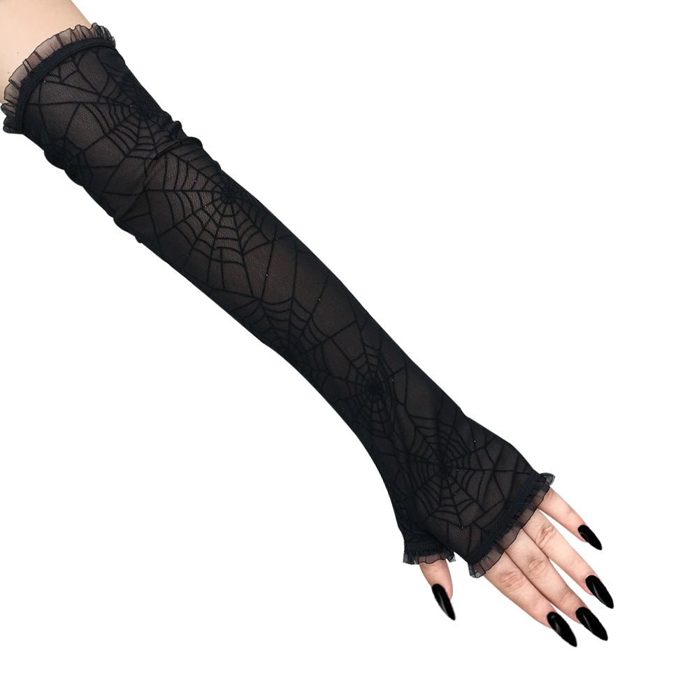 Gothic Spider Web Gloves – Half Finger by The Nevermore – Unique Gothic Accessories by Nevermore Lifestyle & Tech | Black