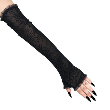 Gothic Spider Web Gloves – Half Finger by The Nevermore – Unique Gothic Accessories by Nevermore Lifestyle & Tech | Black