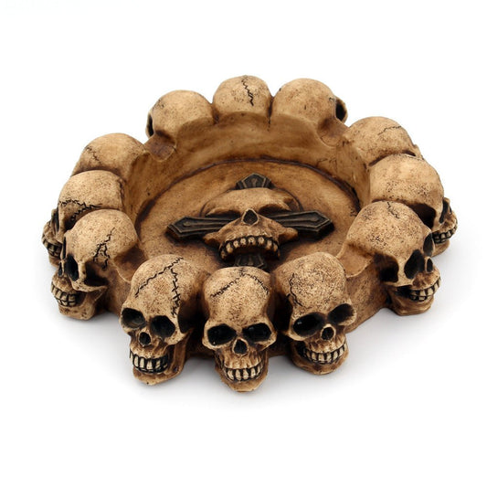 Gothic Style Multi - headed Skull - The Nevermore Ashtray – Unique Gothic Home Decor by Nevermore Lifestyle & Tech | Khaki