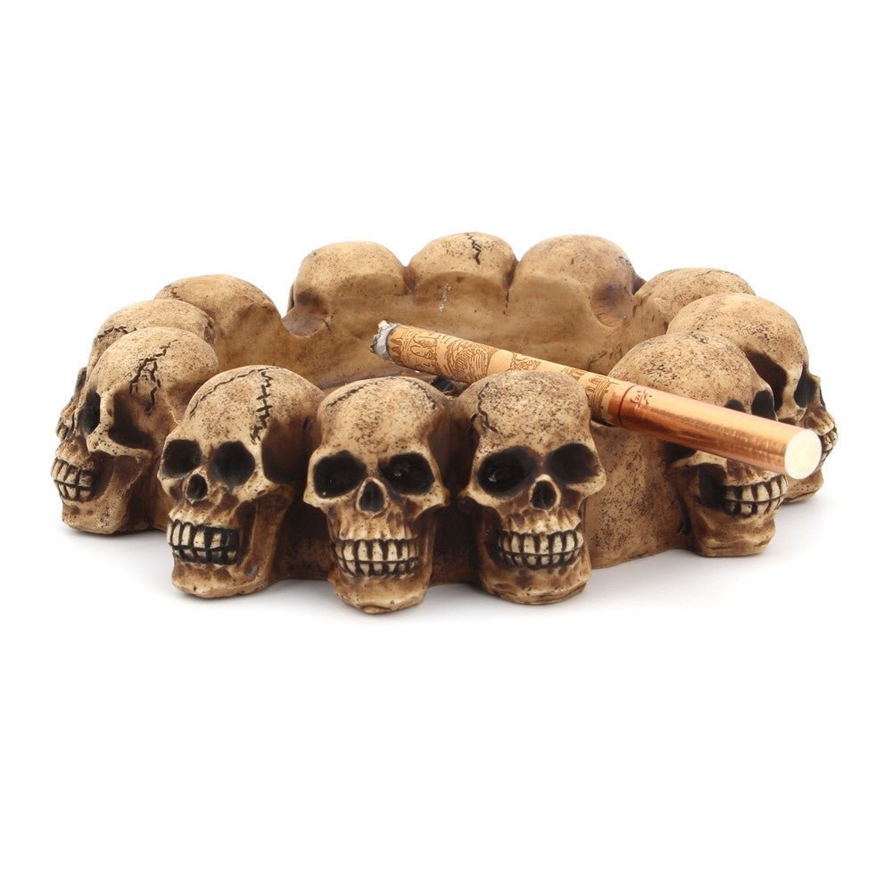 Gothic Style Multi - headed Skull - The Nevermore Ashtray – Unique Gothic Home Decor by Nevermore Lifestyle & Tech | Khaki
