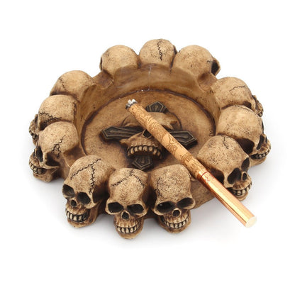 Gothic Style Multi - headed Skull - The Nevermore Ashtray – Unique Gothic Home Decor by Nevermore Lifestyle & Tech | Khaki